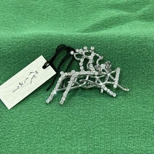 Flower bookmarkObi clasp reindeer silver rhinestone Christmas single item