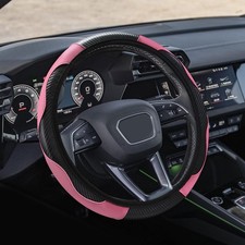 Car Steering Wheel Cover 15 Inch Carbon Fiber Microfiber Pu Leather