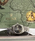 Ladies Rolex Oyster Perpetual Date Stainless Steel Black Dial Watch