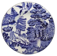 Staffordshire Child's Miniature Toy Dinner Plate BLUE WILLOW Edge & Malkin 1870