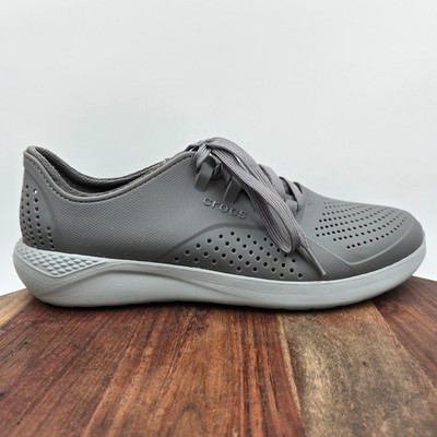 Crocs LiteRide Pacer Shoes Men's 12 Gray Lace Up Comfort Water Pool Sneakers