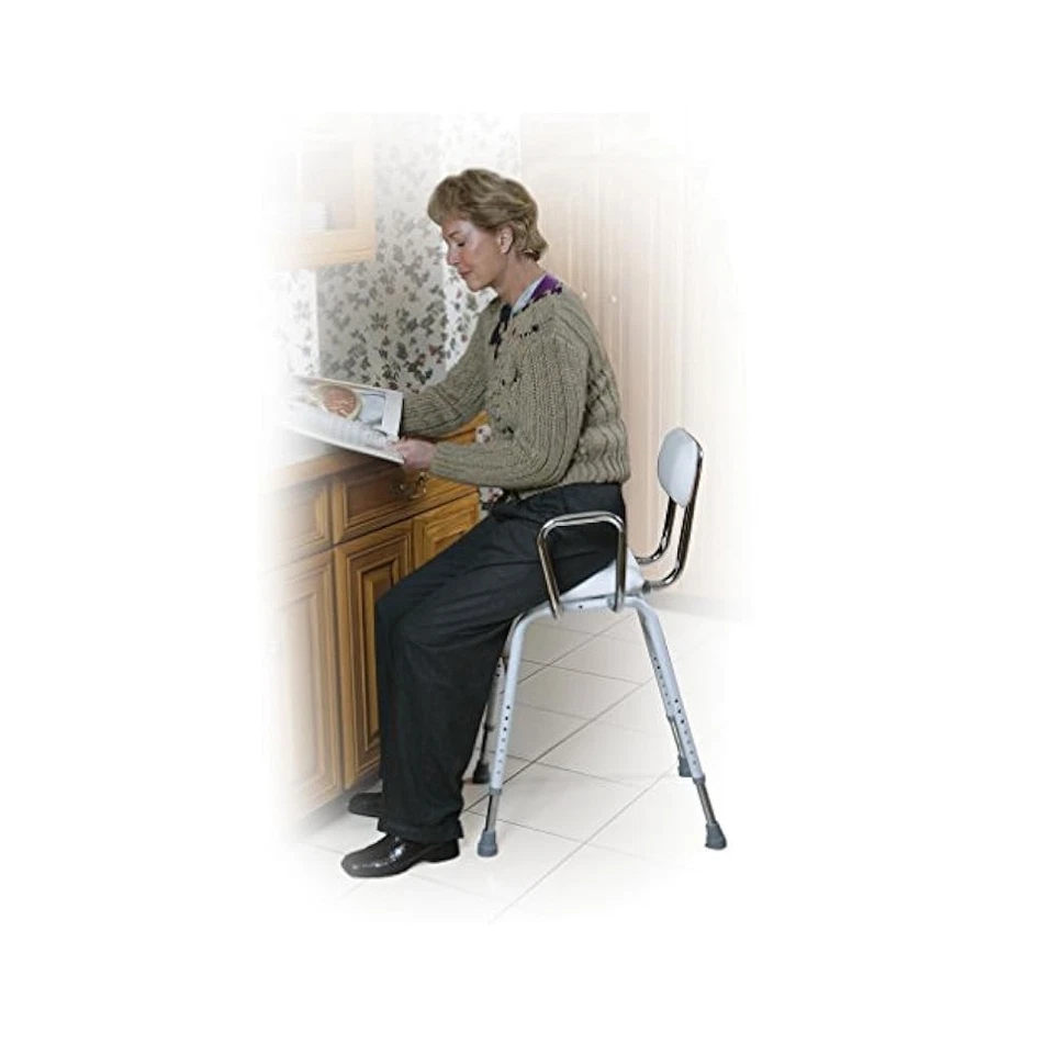 Taburete Altura Ajustable con Espalda y Brazos, Blanco Foto 2 de 2