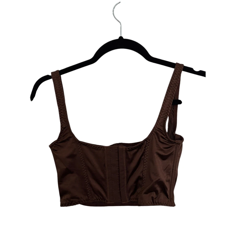 Чехлы корсет женщин XS эластичной атласный бюстье какао коричневый укороченный балконет - Изображение 3 из 4