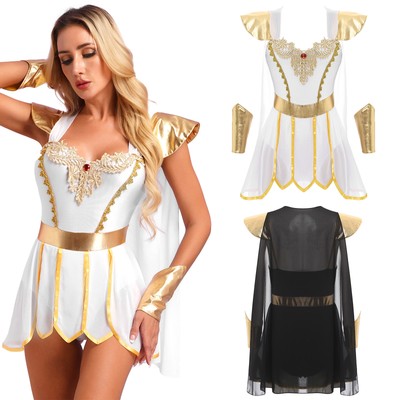 Damen Cosplay Kostüm antike Römer Griechische Toga Krieger Kleid Halloween Party