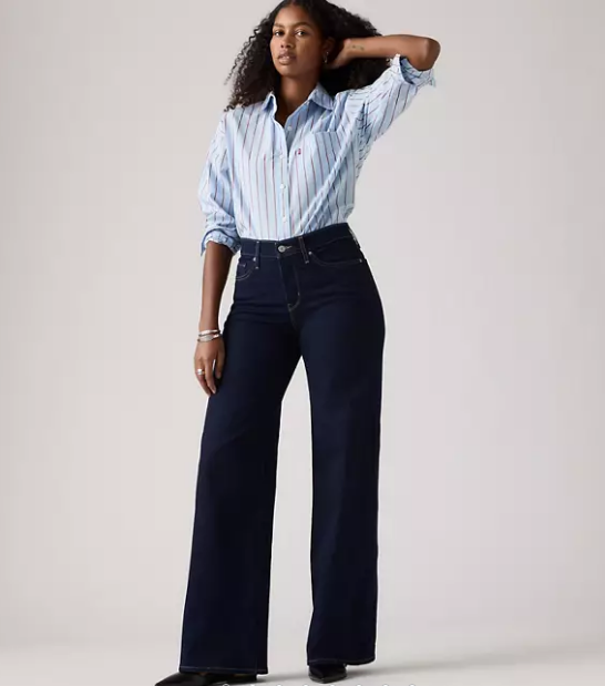 LEVI'S 318 Shaping Wide Leg Women's Jeans - Darkest Sky - Dark Wash