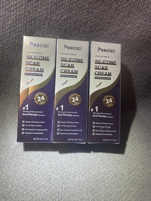 LOT OF 3 Psecici Silicone Scar Cream 1.7oz Factory Sealed EXP 2026 - CLEARANCE