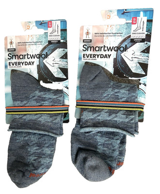 Lot of 2 pairs Smartwool Everyday Zero Cushion Houndstooth Ankle Socks Blue XL
