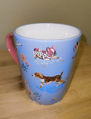 Cath Kidston Tasse Becher Hunde Hund Blumen Design Blau Neu