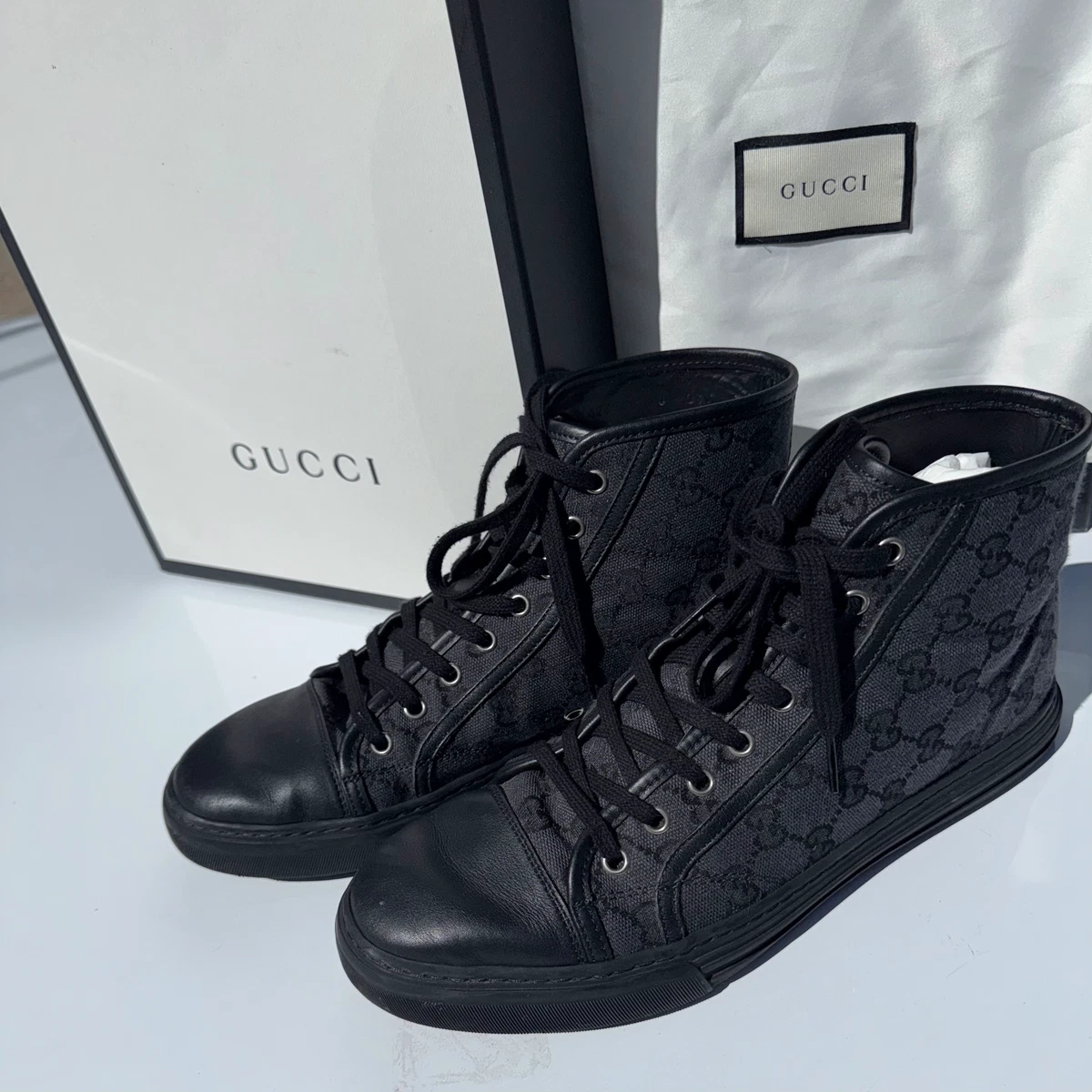 Gucci GG Supreme High Black Grey for sale | eBay