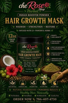 Cherose Shop Natural Herbal Hair Mask Amla Hibiscus Fenugreek Moringa 12oz