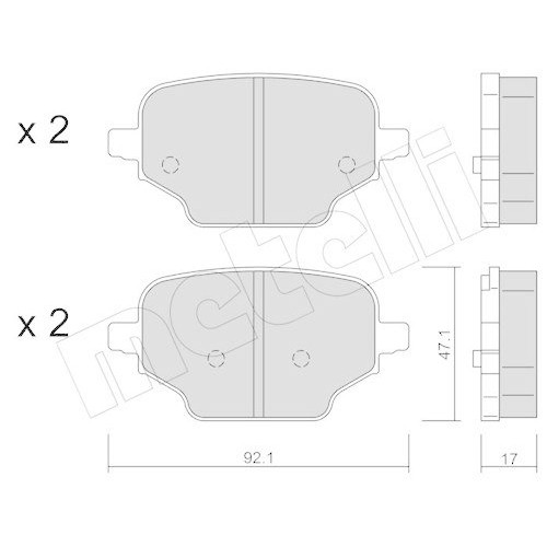 Plaquettes de frein Metelli pour Citroën avec réduction de bruit active