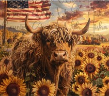 20oz Sublimation Tumbler Wrap American Flag Highland Cow Transfer Ready To Press