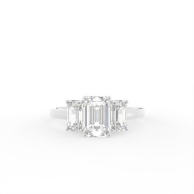 Trilogiering 1,57 kt im Labor gezüchteter Smaragd Diamant 18 K Weißgold IGI zertifiziert