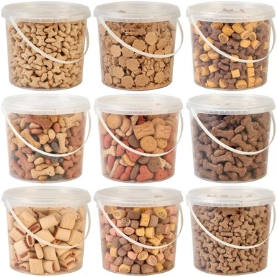 HUNGRY PETS Dog Biscuit Treats, Gravy Bones Mixed Bones Milky Peanut Chicken Paws 2.5L Tubs