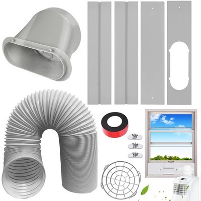 Portable AC Window Vent Kit, 59 inches long with a 5.9 inch diameter, Gray
