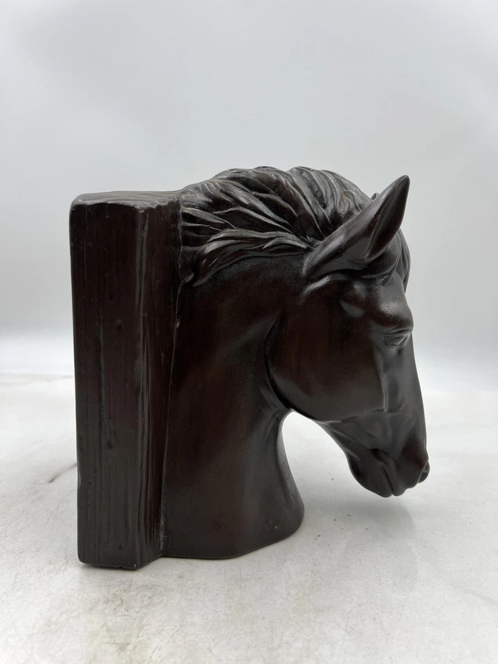 Винтажная скульптура лошадиная голова конный декор из смолы высота 8 дюймов классическое искусство - Изображение 3 из 4