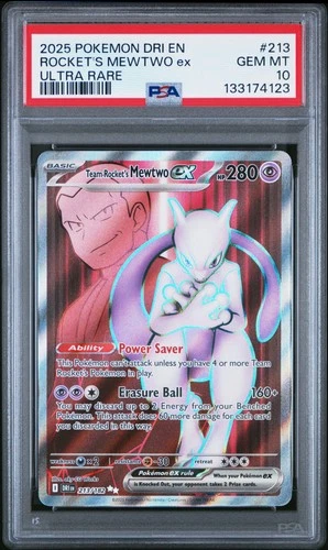 2025 POKEMON DRI EN-DESTINED RIVALS ULTRA RARE TEAM ROCKET'S MEWTWO EX PSA 10