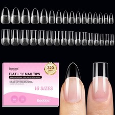Beetles Gel Nail Tips Flat-X - Almond Square 1 Count(Pack of 1), Transparent