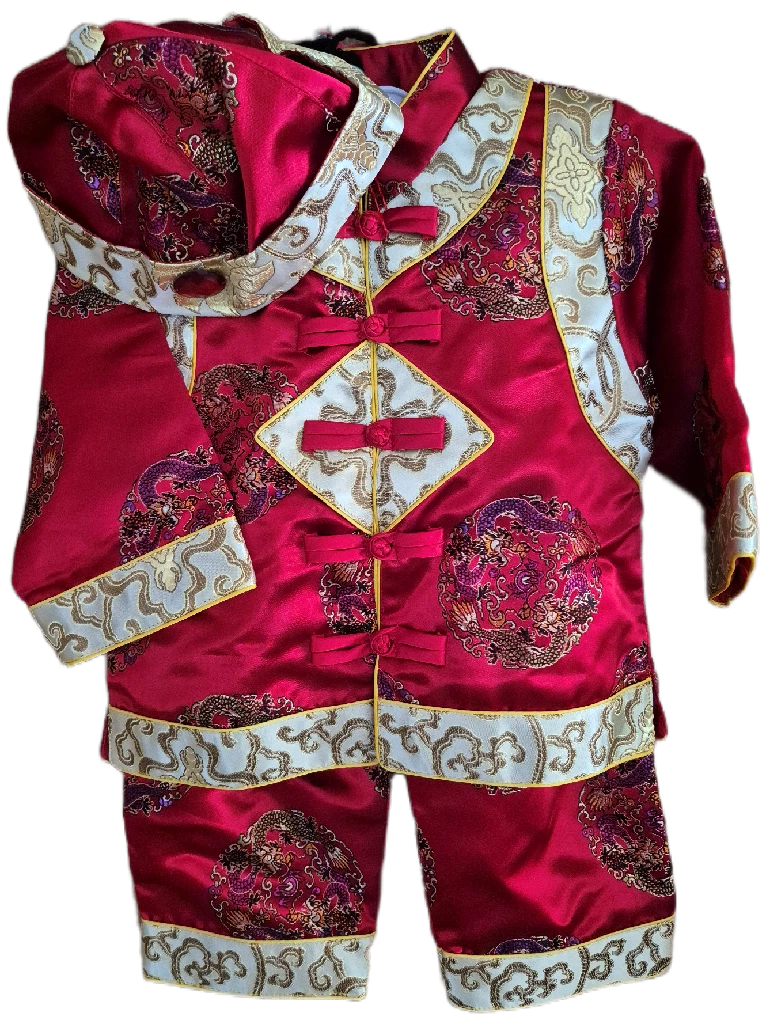 NEW Traditional CHINESE TANG SUIT Size M Baby Toddler JACKET Pants CAP Choker