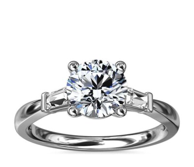 Engagement Ring Solid 14K White Gold 2.Ct Round Cut White Moissanite in Size 6.5