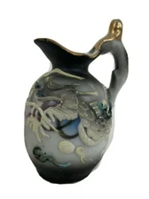 Moriage Miniature Jug Pitcher Vase Gray Dragonware Japan Rare Vintage 2.75"