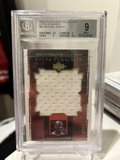 MICHAEL JORDAN 2003 JUMBO EXQUISITE GAME WORN JERSEY PATCH MEMORABILIA BGS 9 /75