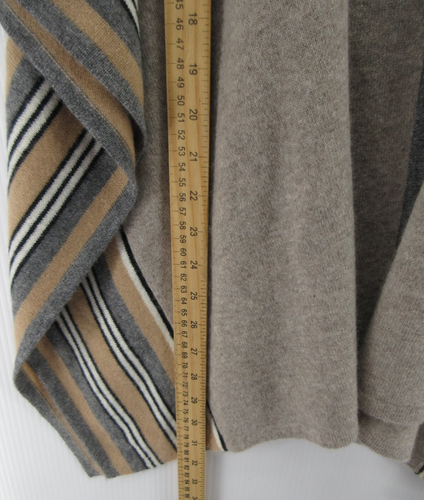 Neiman Marcus Sweater Women One Size Brown Cashmere Cape Poncho Kimono Striped - Picture 4 of 9