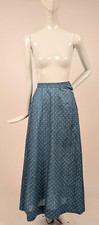 EDWARDIAN BLUE CALICO COTTON SKIRT W SIDE BUTTON CLOSURE