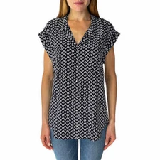 JACHS Girlfriend Women's Quinn Cap Sleeve Button Down Blouse - F32