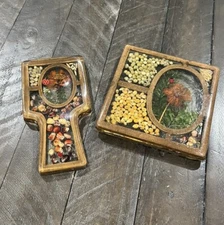 Vintage Lucite Flower Lady Bug Seeds Spoon Rest And Trivet Plastic