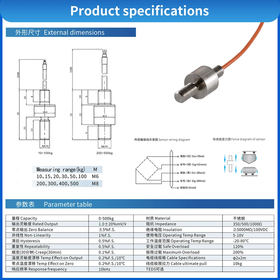 Mini Load Cell Sensors Scale Weigh  Force Tension Compression Pressure Sensors - Image 3 of 4