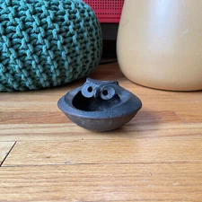 Vintage Cast Iron Owl Ashtray Bowl and Lid 5.5" Wide