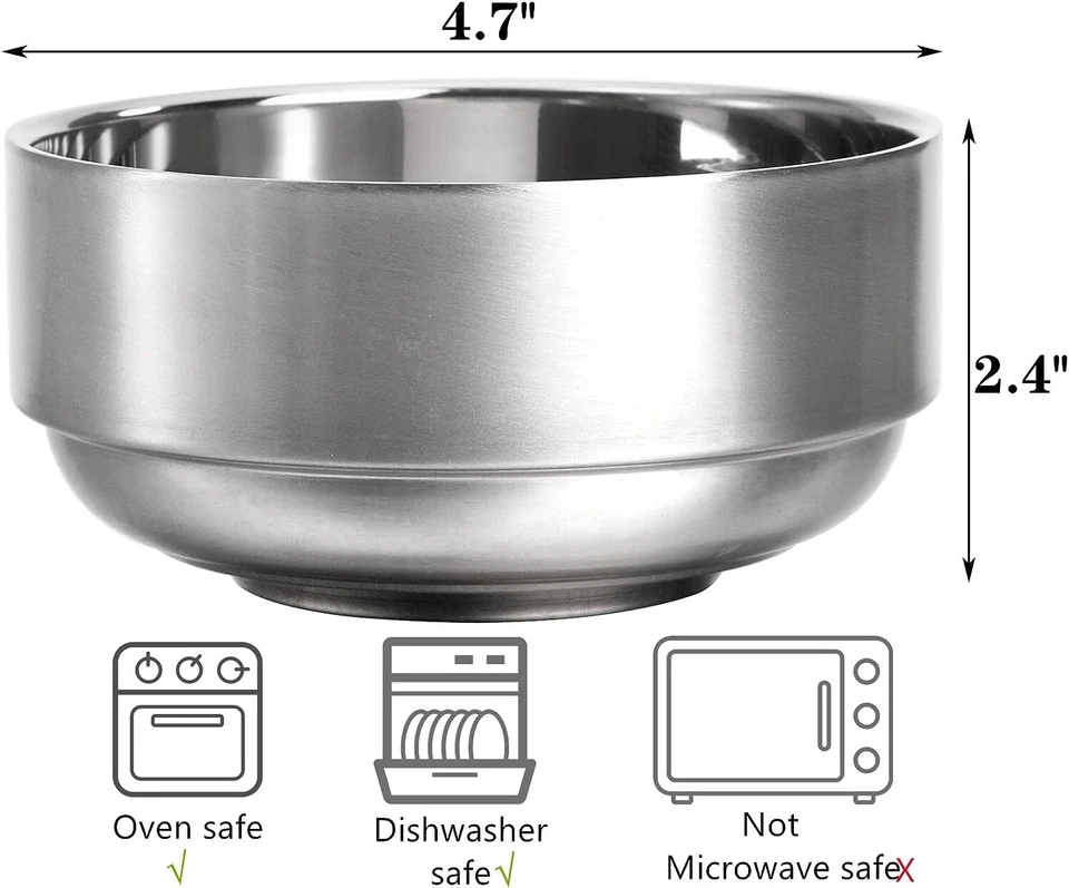 6 Pack 18/8 Stainless Steel Bowls Double Walled Insulated Soup Bowls 12 Oz - Image 2 of 4