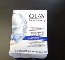 2x Olay Daily Facial 5in1 Deeply Purifying Clean 33Ct Water Activate Dry Cloths