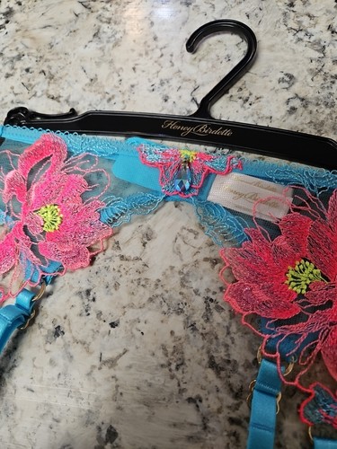 Honey Birdette Christine Turquoise Suspender Garter Size XS New Valentine's Day - Picture 10 of 11