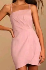 Lulus Drinks On Me Mauve Pink Sleeveless Pleated Bodycon Dress Womens Size M