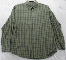 Van Heusen Button Up Shirt Men's L Multitone Green Plaid Cotton Blend Non-Iron
