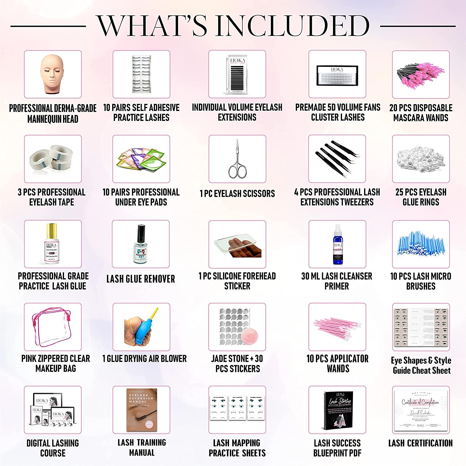 Lash Eyelash Extension Kit Professional Mannequin Head Train Cosmetology Supply