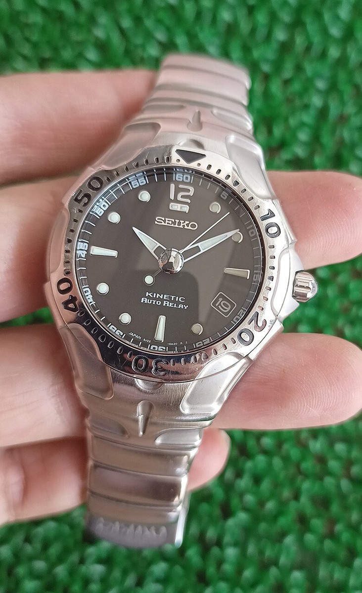 セイコー キネティック AUTO RELAY 5J22-0AA0 オートクォーツ SEIKO Kinetic Auto Relay Jorg Hysek Date Watch Auto Quartz