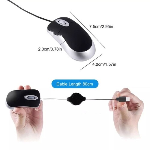 Retractable Cable Wired Mouse Mini Computer Mouse Creative USB C Mouse - Picture 2 of 15