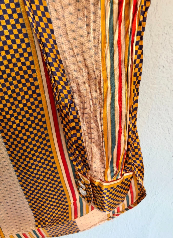 Camisa de Vestir Vintage Flecha Fase 2 Disco Brillante - Puños Plisados MEDIANA 15-15 1/2 Foto 3 de 4