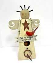 Country Primitive Farmhouse Wooden Angel Birdhouse 14" x 10"