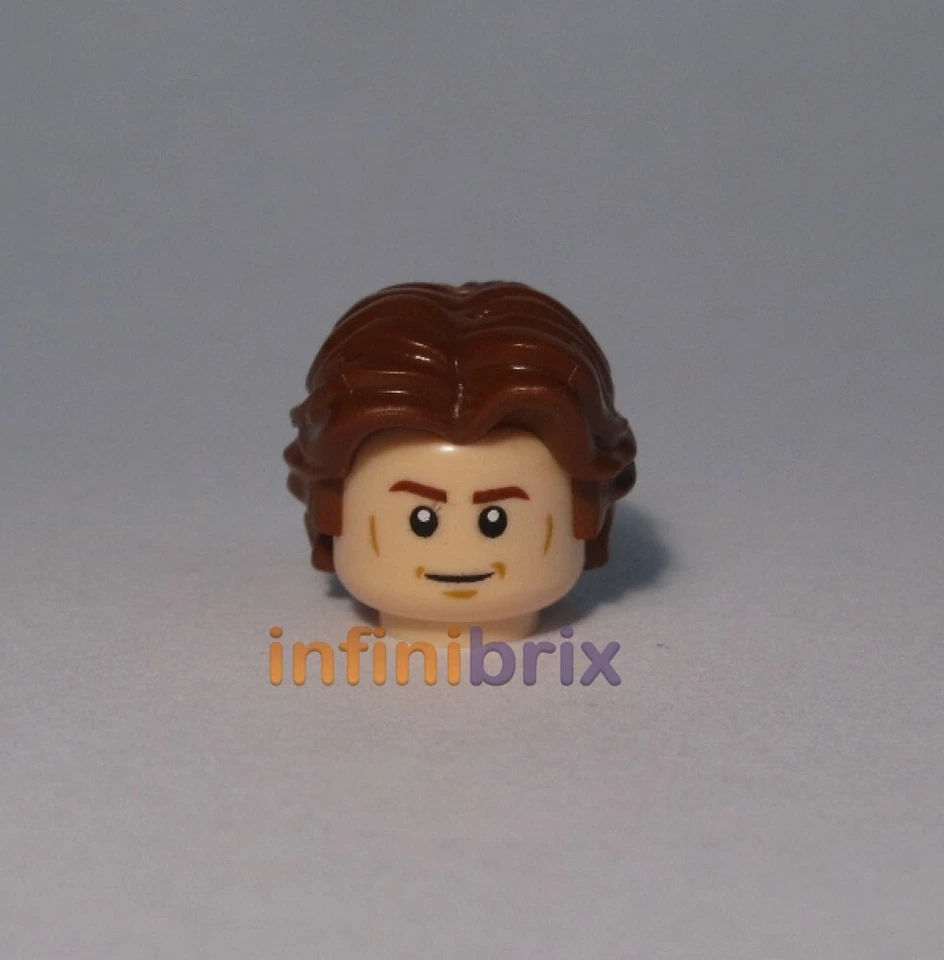 Lego Han Solo Head + Hair from sets 75212, 75512, 75209, 75365 for Star Wars