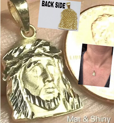 GoLD Jesus Anhänger Gesicht Kopf 14k gelb Cara de Charm oro Halskette 0,90''
