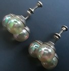 Vintage Sterling Trio Iridescent Glass Faux Pearl Screwback Earrings — photo 4
