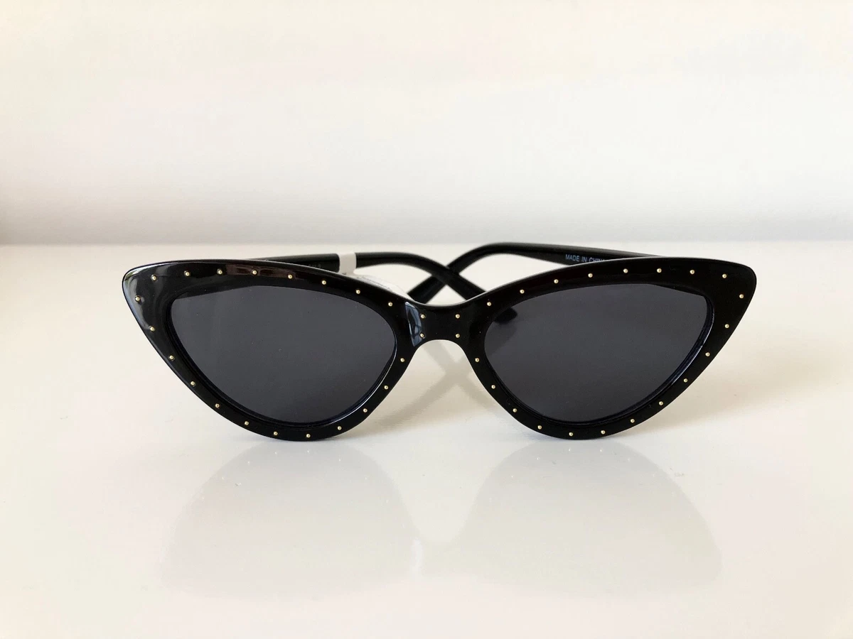 The Idol Anthropologie Embellished Black Studded Cat Eyes Sunglasses
