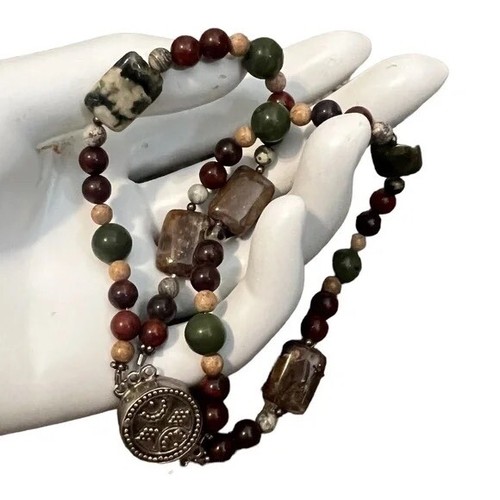 Handmade Mixed Multicolor Gemstone Chakra Bead Bracelet Sterling Silver/925