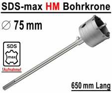 SDS-max HM Bohrkrone Ø 75mm x 650mm Dosenbohrer Kernbohrer Hartmetall Lochsäge