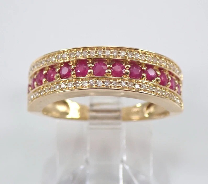 Lab-Created Gold Ruby Engagement Ring Handmade for Women Anniversary Gift-image