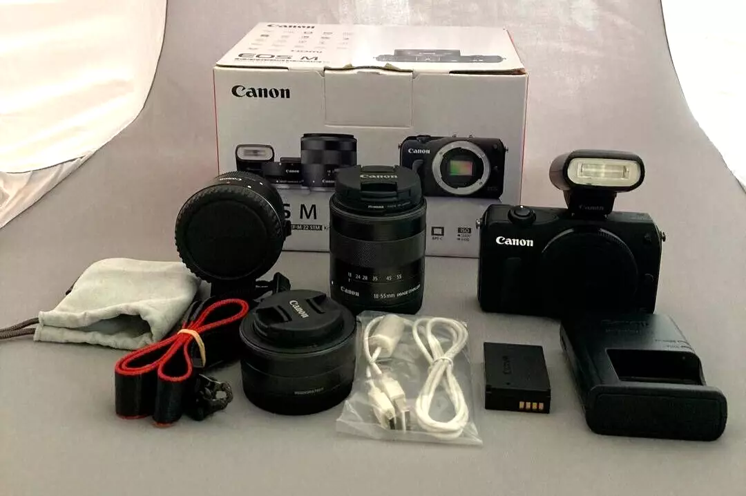 Canon EOS M Digital Camera with EF-M 18-55mm,EF-M 22mm f/2 STM lens set